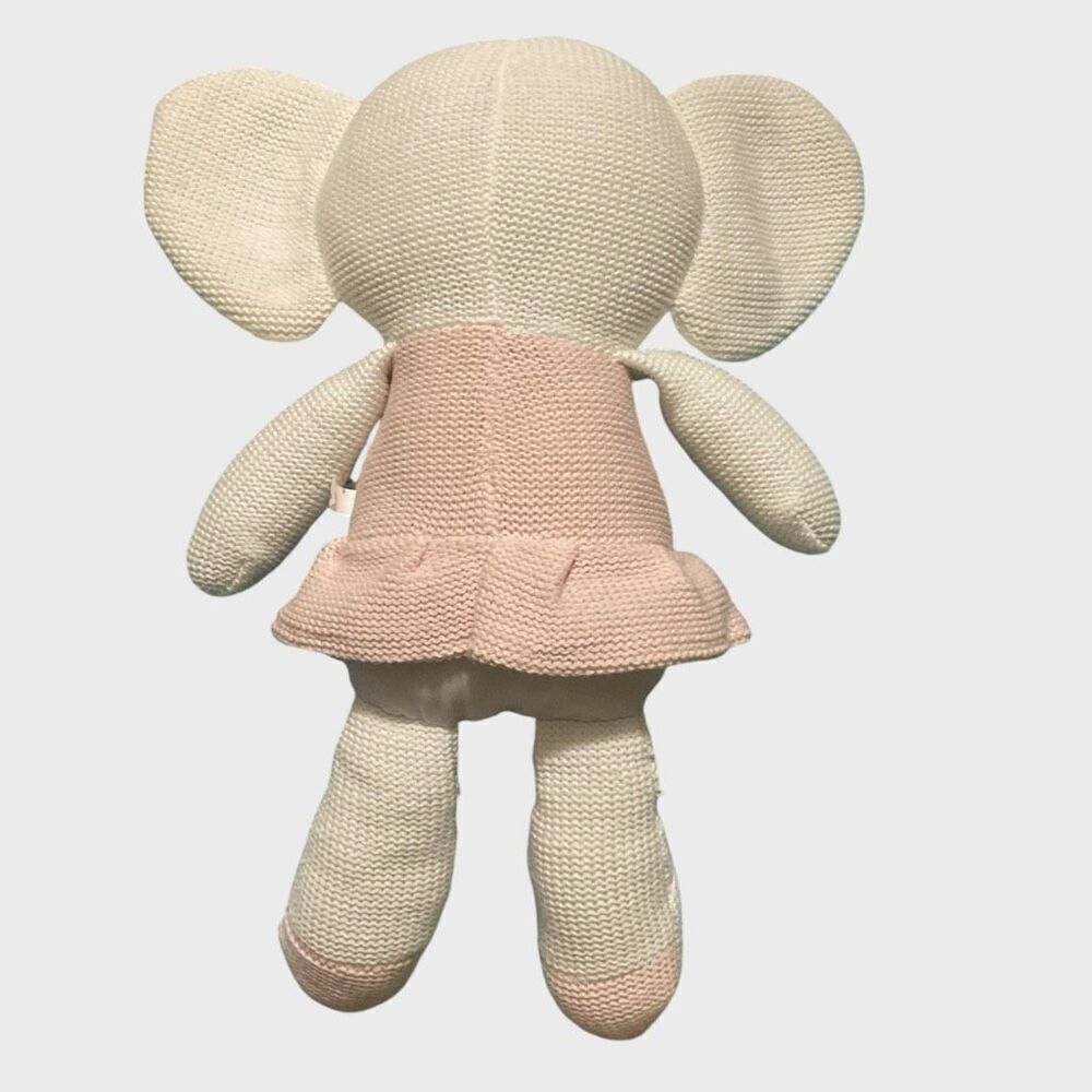 Living Textiles Baby Amelia Elephant PinkWhite Rattle Washable Crochet Knit Toy‎ - Picture 7 of 13